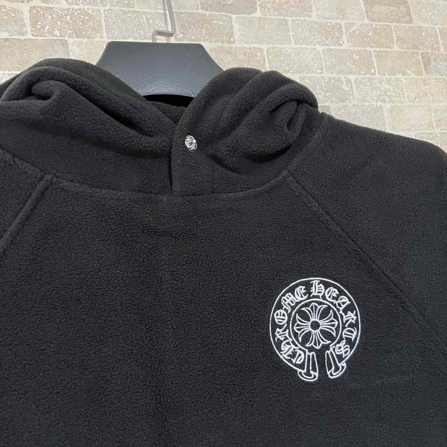 Chrome Hearts Horseshoe Embroidered Silver Button Polar Fleece Hoodie - FashionPlug