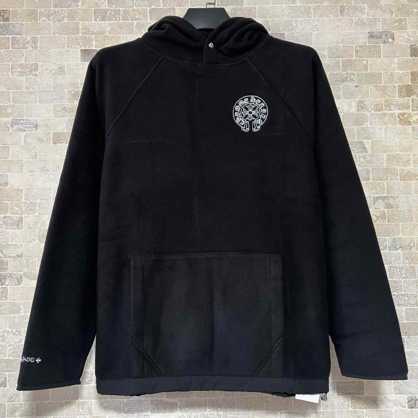 Chrome Hearts Horseshoe Embroidered Silver Button Polar Fleece Hoodie - FashionPlug