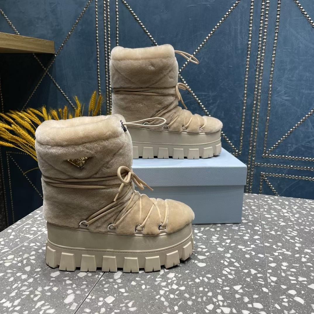 Prada Shearling Après Ski Booties - FashionPlug