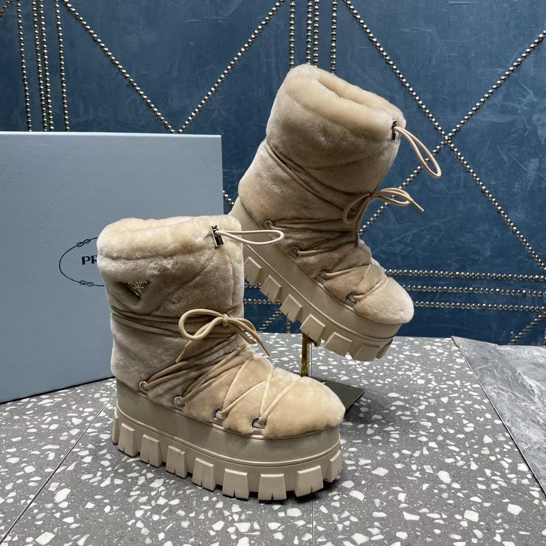 Prada Shearling Après Ski Booties - FashionPlug