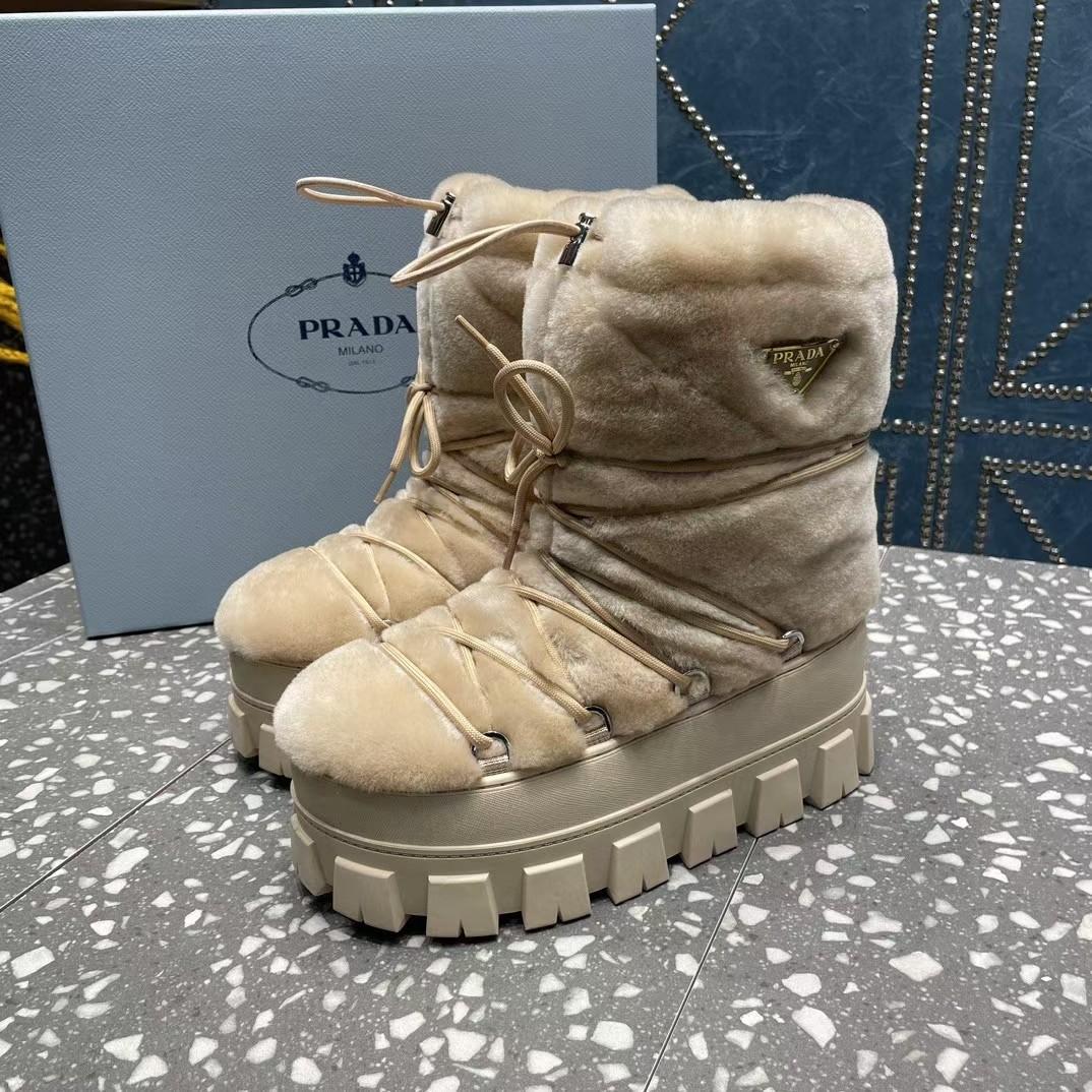 Prada Shearling Après Ski Booties - FashionPlug