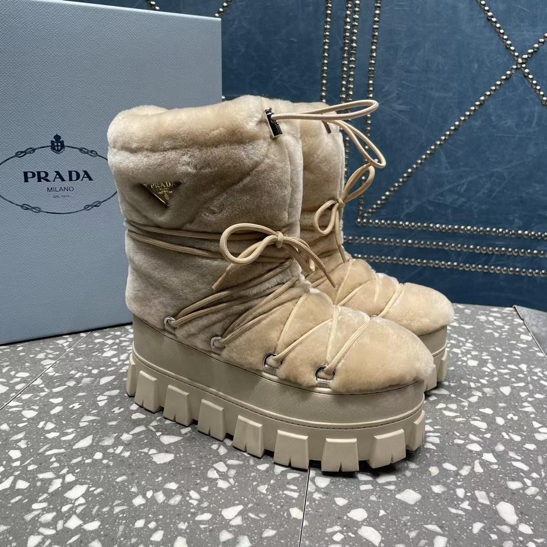 Prada Shearling Après Ski Booties - FashionPlug