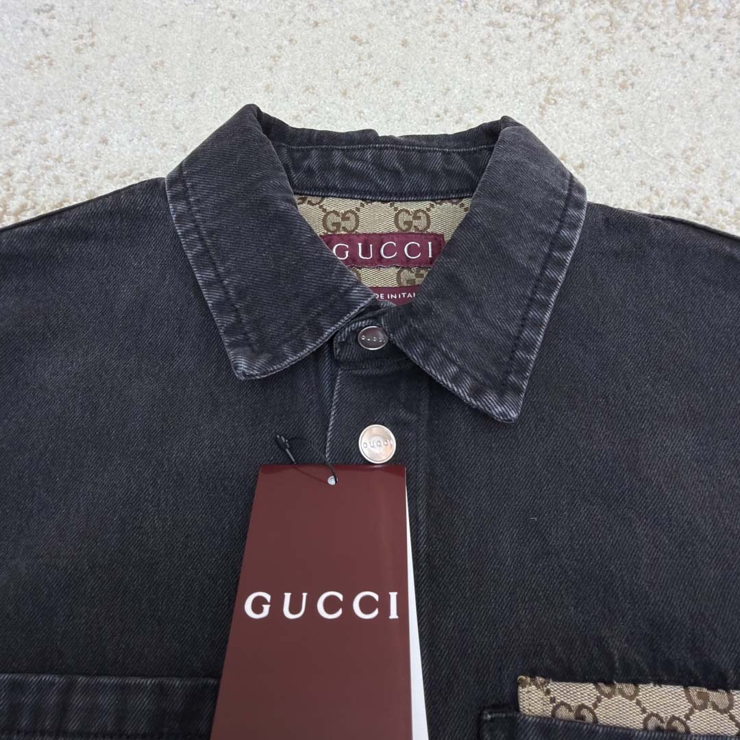 Gucci Washed Cotton Denim Shirt - FashionPlug