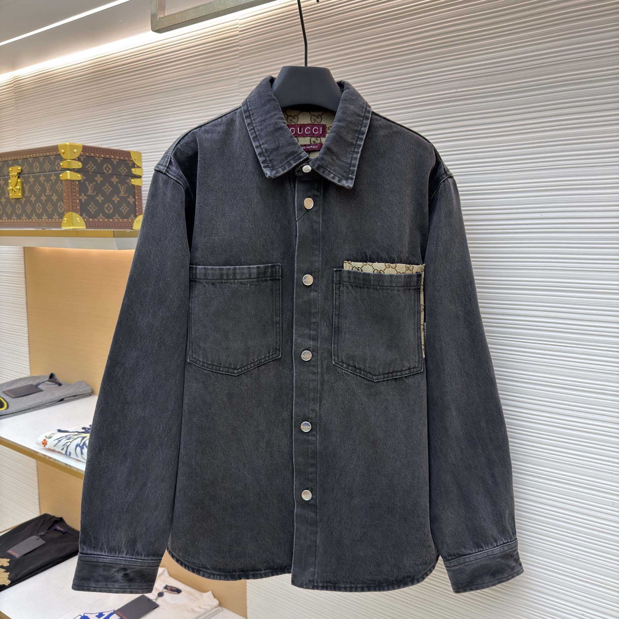 Gucci Washed Cotton Denim Shirt - FashionPlug