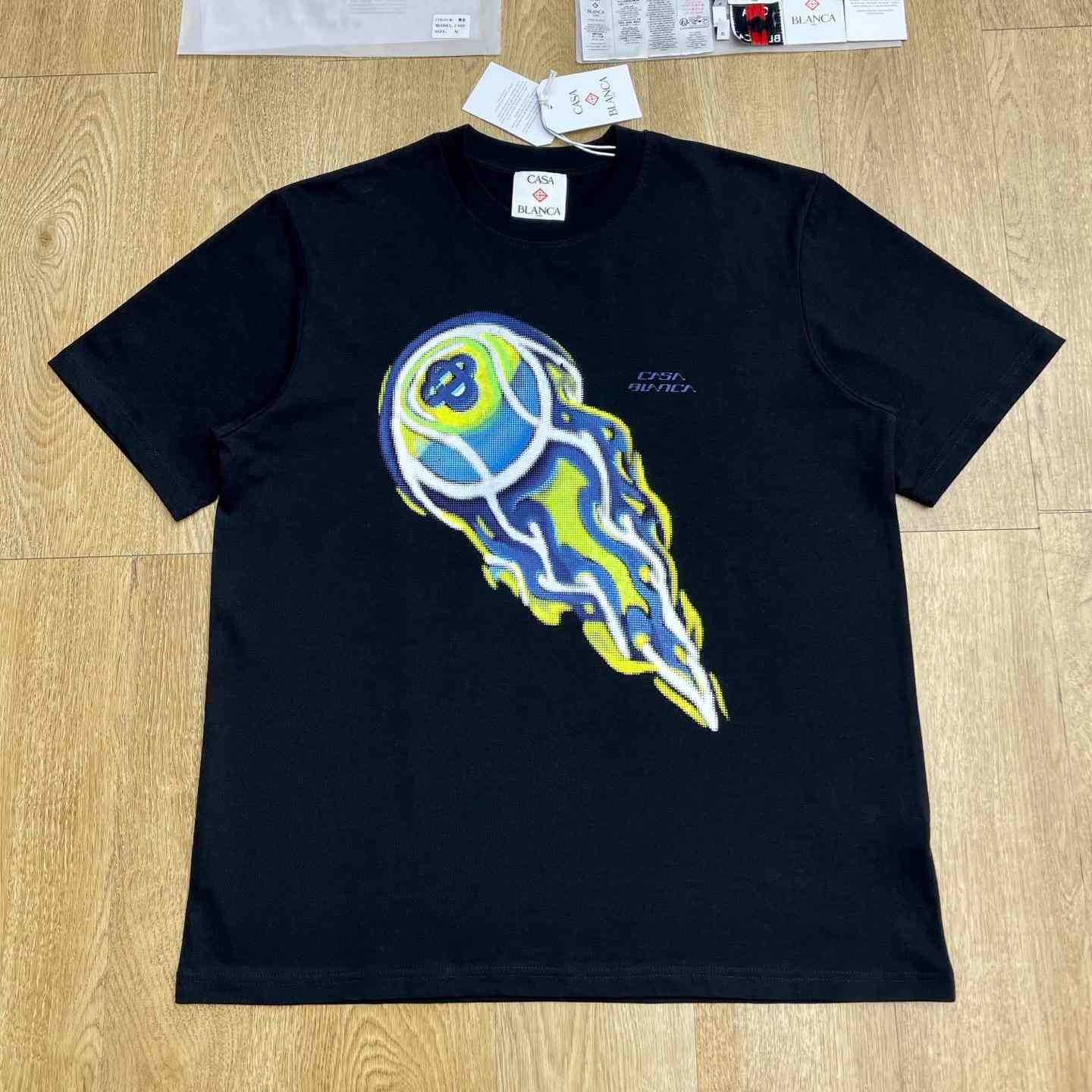 Casablanca FLAMING TENNIS BALL OVERSIZED SHORT SLEEVE T‑SHIRT C1116 - FashionPlug