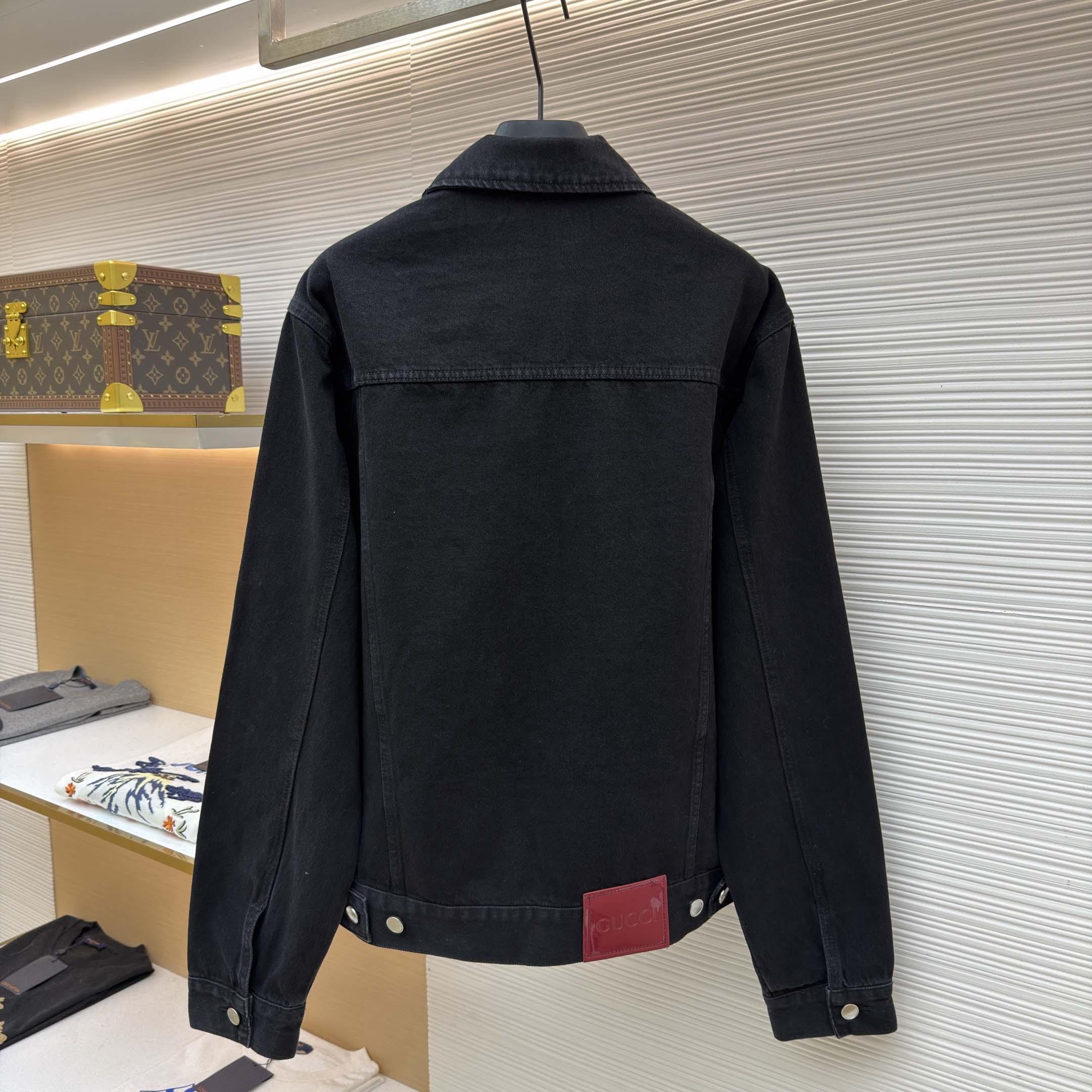 Gucci Cotton Denim Jacket With Horsebit - FashionPlug