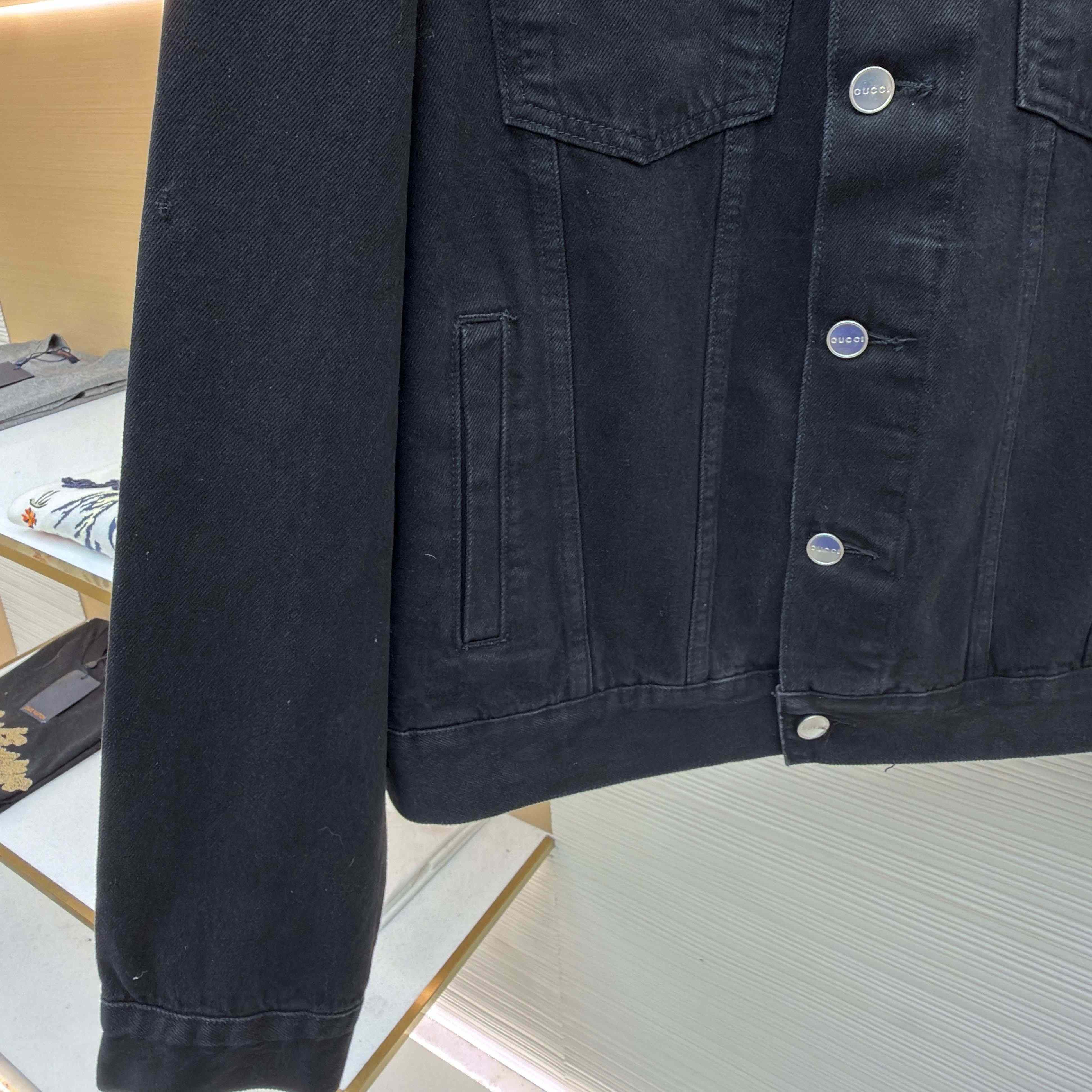 Gucci Cotton Denim Jacket With Horsebit - FashionPlug