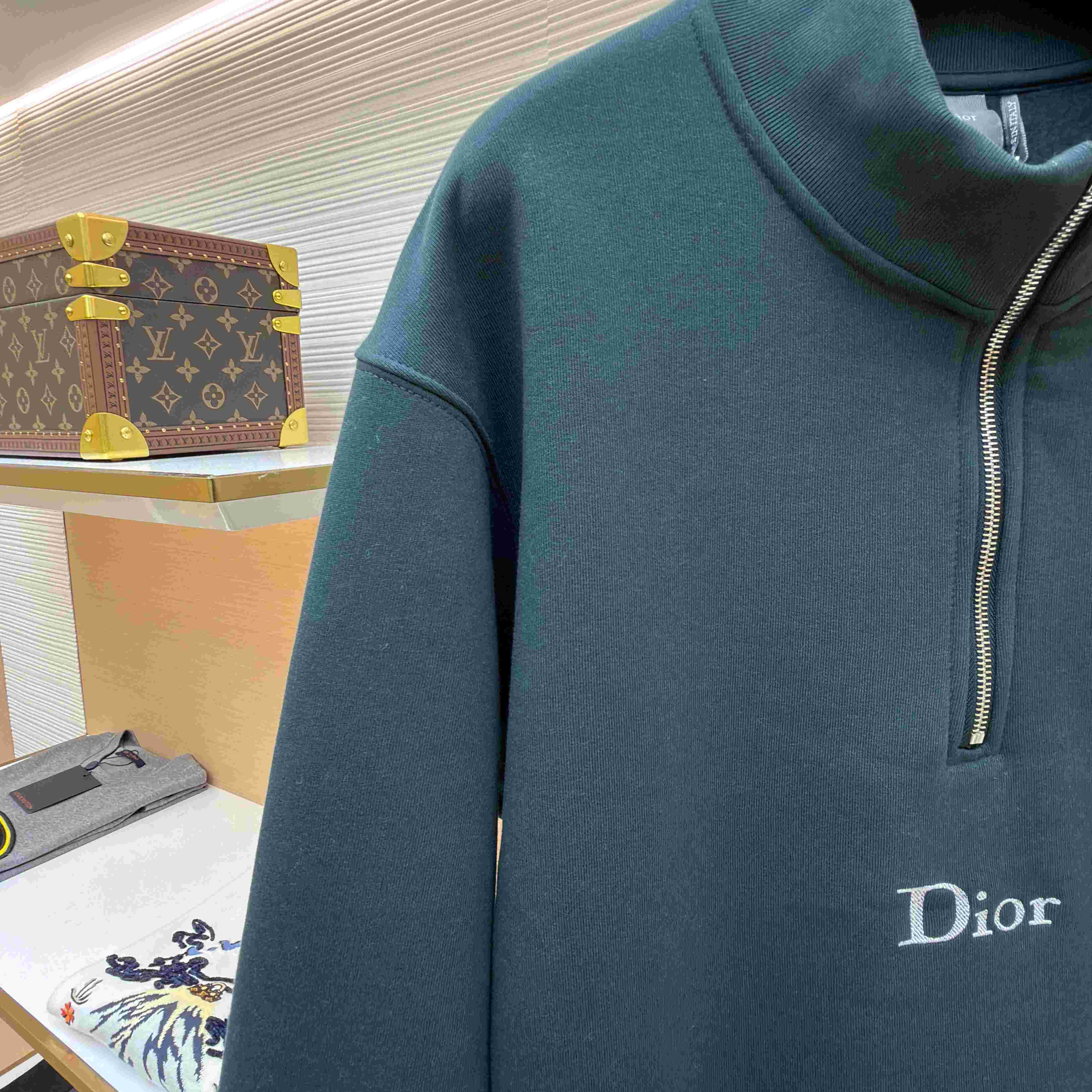 Dior Sweatshirt With Zipped Neckline - FashionPlug