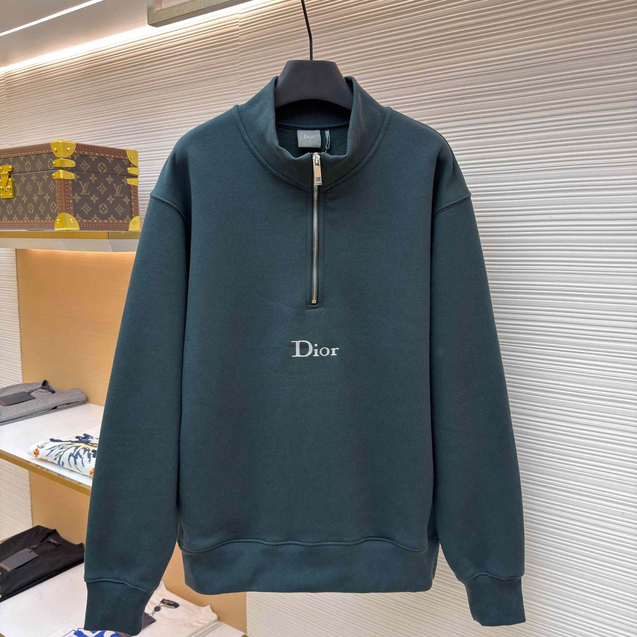 Dior Sweatshirt With Zipped Neckline - FashionPlug