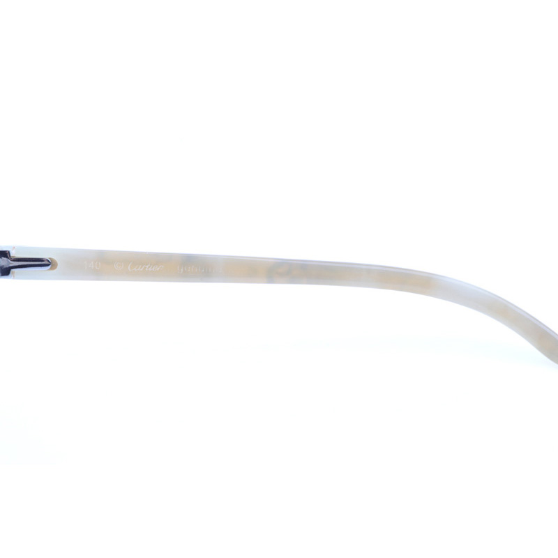 Cartier CT 4189706 Shell Mix White Buffalo Sunglasses In Silver Gradient Grey - FashionPlug