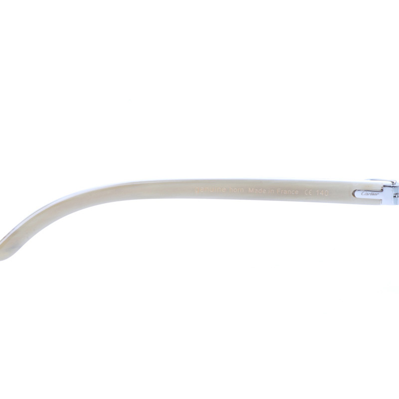 Cartier CT 4189706 Shell Mix White Buffalo Sunglasses In Silver Gradient Grey - FashionPlug