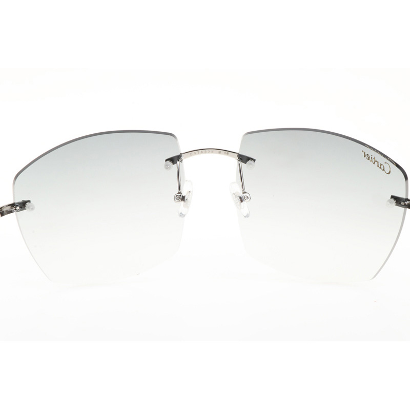 Cartier CT 4189706 White Mix Black Buffalo Sunglasses In Silver Gradient Grey - FashionPlug