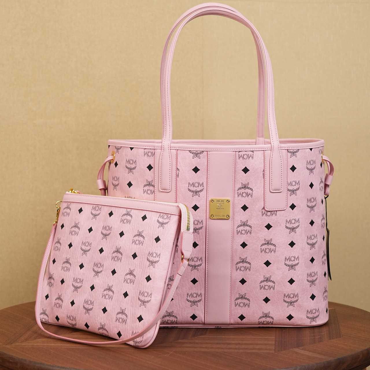 MCM Medium Liz Shopper in Visetos Pink - FashionPlug