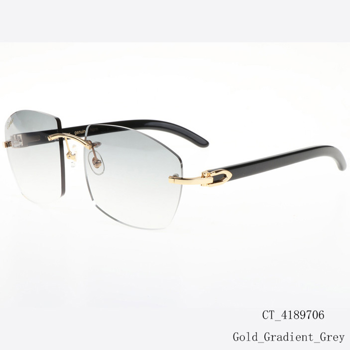 Cartier CT 4189706 Black Buffalo Sunglasses In Gold Gradient Grey - FashionPlug