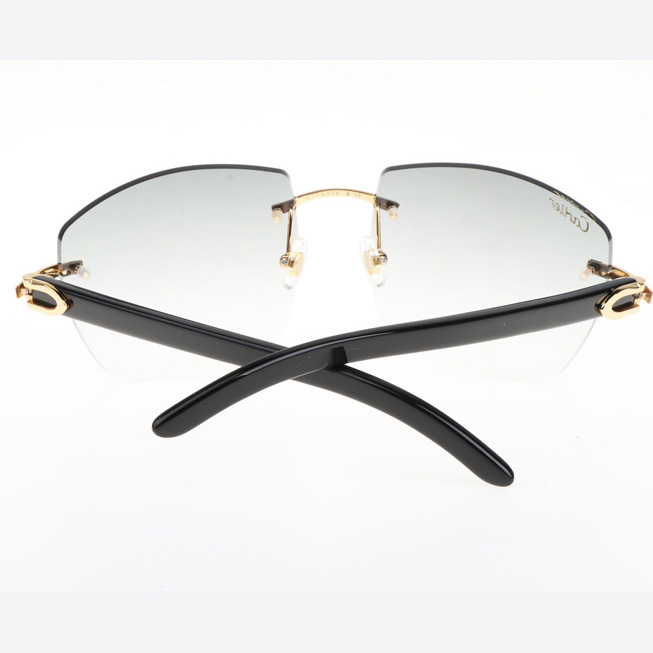 Cartier CT 4189706 Black Buffalo Sunglasses In Gold Gradient Grey - FashionPlug