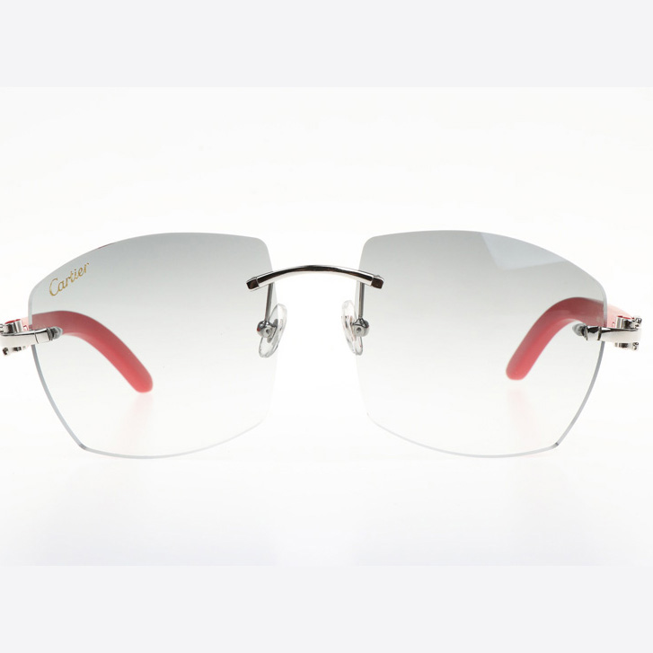 Cartier CT 4189706 Red Wood Sunglasses In Silver Gradient Grey - FashionPlug