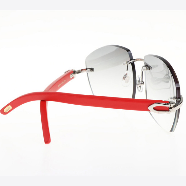 Cartier CT 4189706 Red Wood Sunglasses In Silver Gradient Grey - FashionPlug