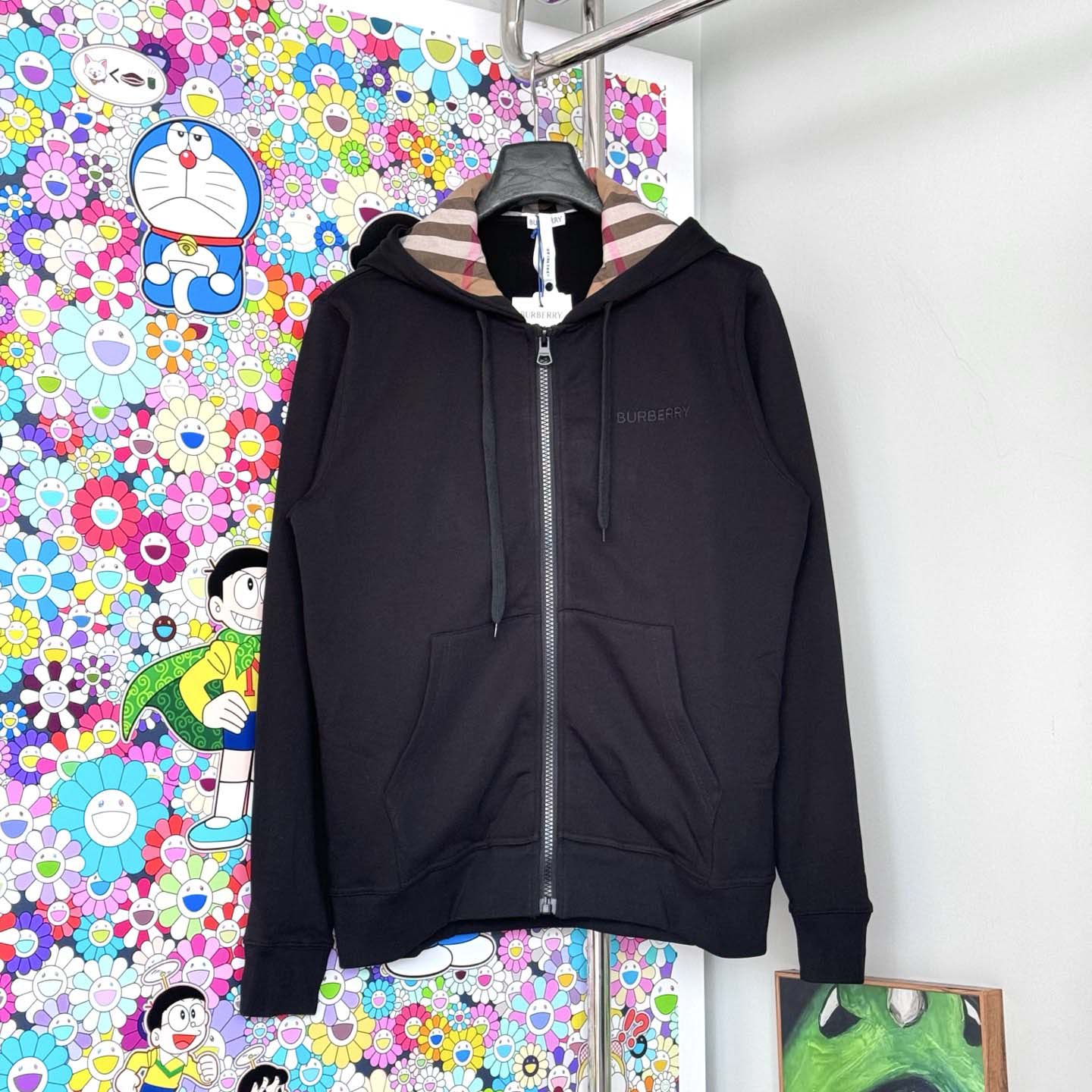 Burberry Hove Check Embroidery Logo Zip Hoodie  - FashionPlug