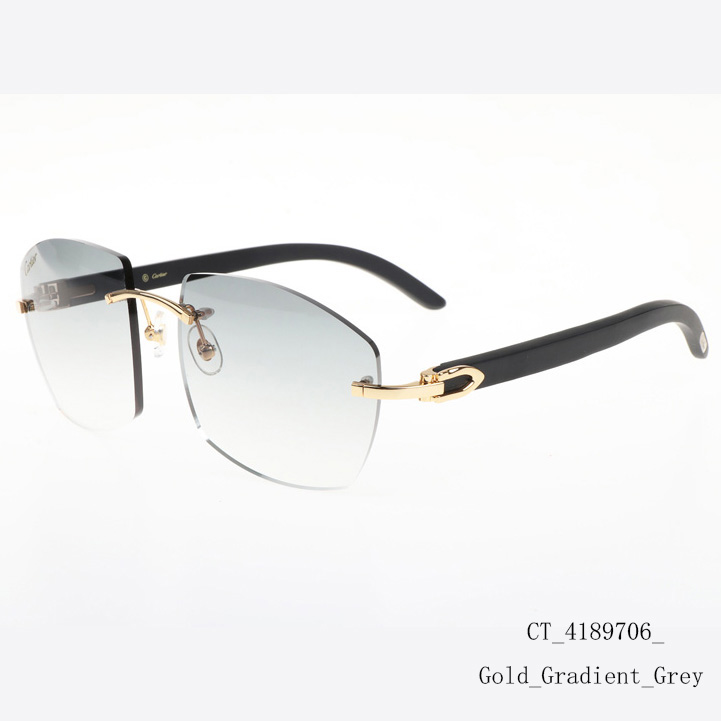 Cartier CT 4189706 Black Wood Sunglasses In Gold Gradient Grey - FashionPlug