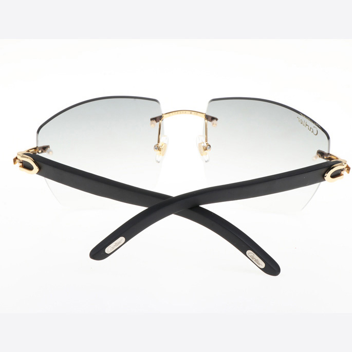 Cartier CT 4189706 Black Wood Sunglasses In Gold Gradient Grey - FashionPlug