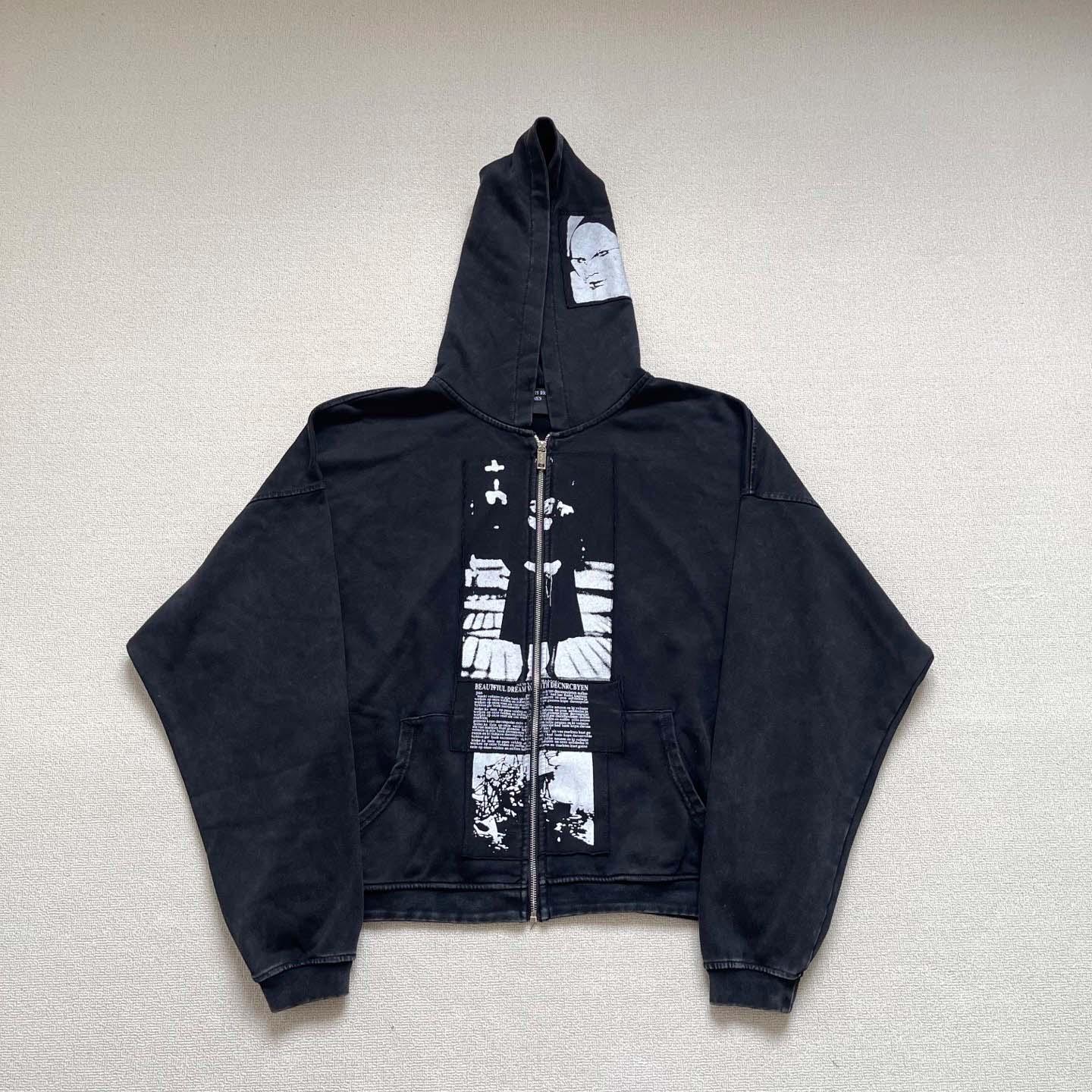 Enfants Riches Déprimés  Artist Defends Baggy Assemblage Zip Hoodie 'Faded Black' - FashionPlug