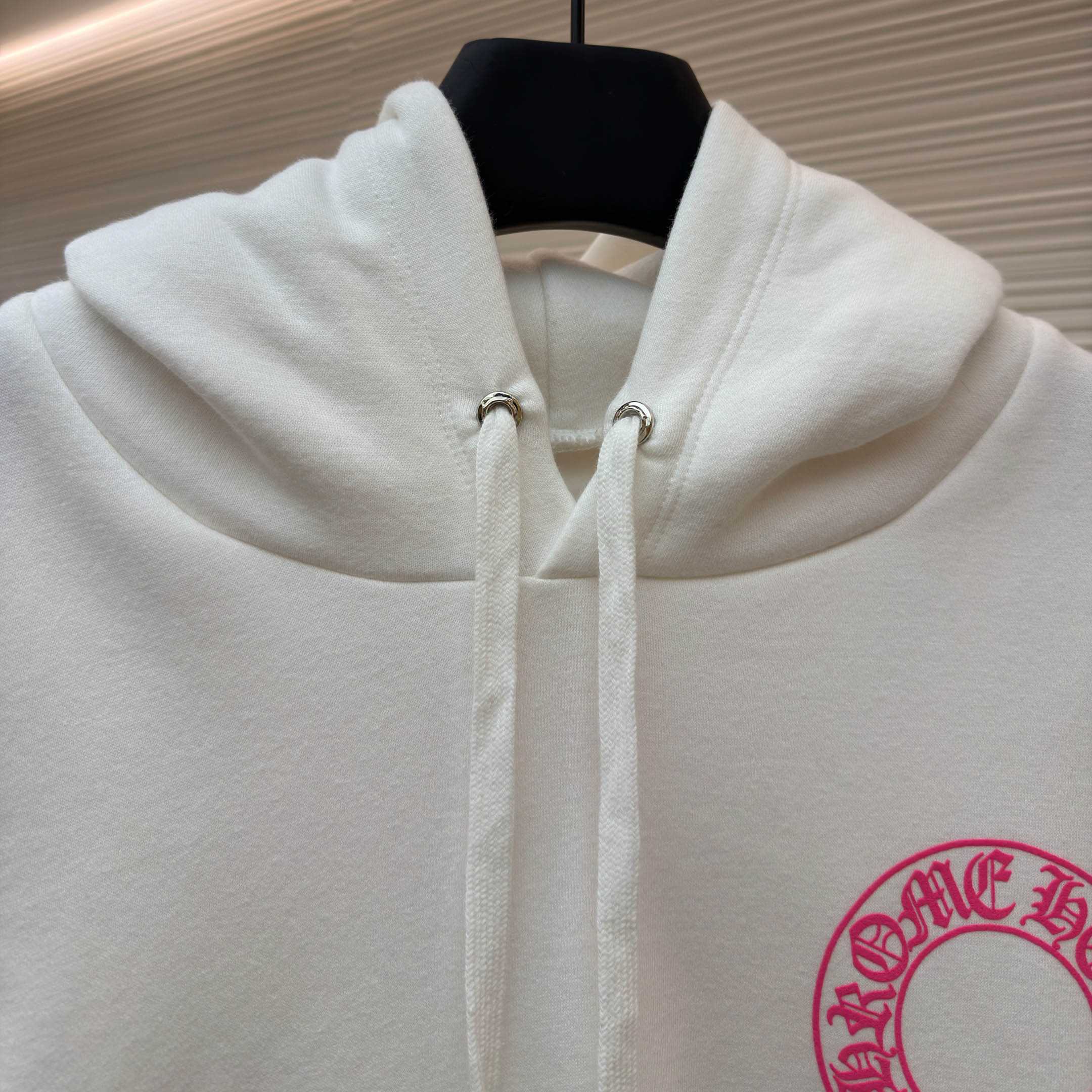 Chrome Hearts Pink Horseshoe Floral Sleeve Pullover Hoodie - FashionPlug