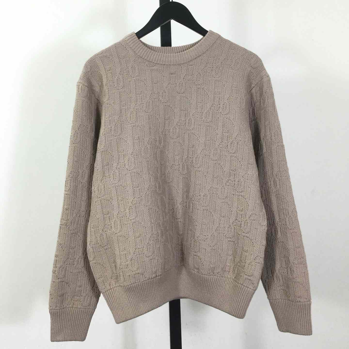 Dior Oblique Sweater Beige Cotton-Blend Jacquard - FashionPlug