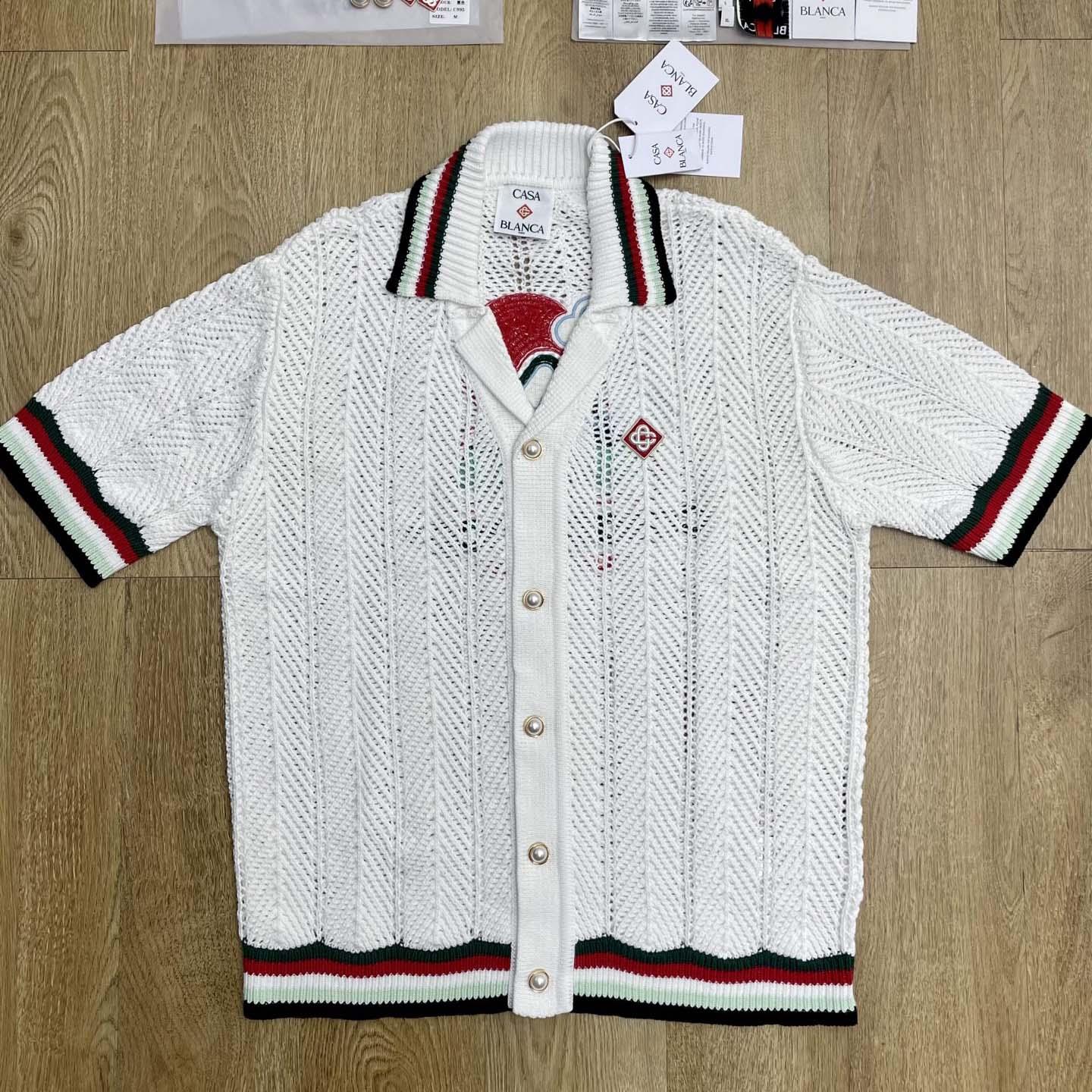 Casablanca Sporty Faux Crochet Cotton Shirt    Z6029 - FashionPlug