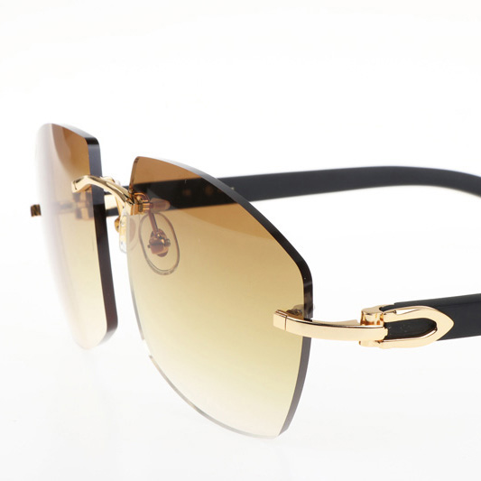 Cartier CT 4189706 Black Wood Sunglasses In Gold Gradient Brown - FashionPlug