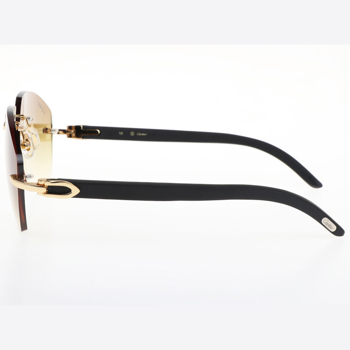 Cartier CT 4189706 Black Wood Sunglasses In Gold Gradient Brown - FashionPlug