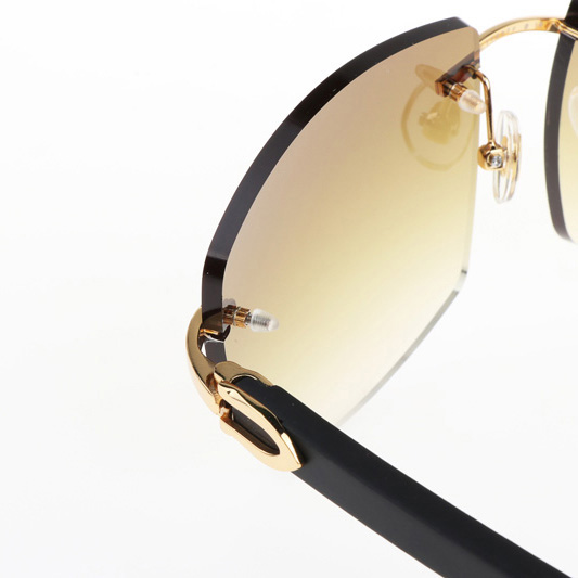 Cartier CT 4189706 Black Wood Sunglasses In Gold Gradient Brown - FashionPlug