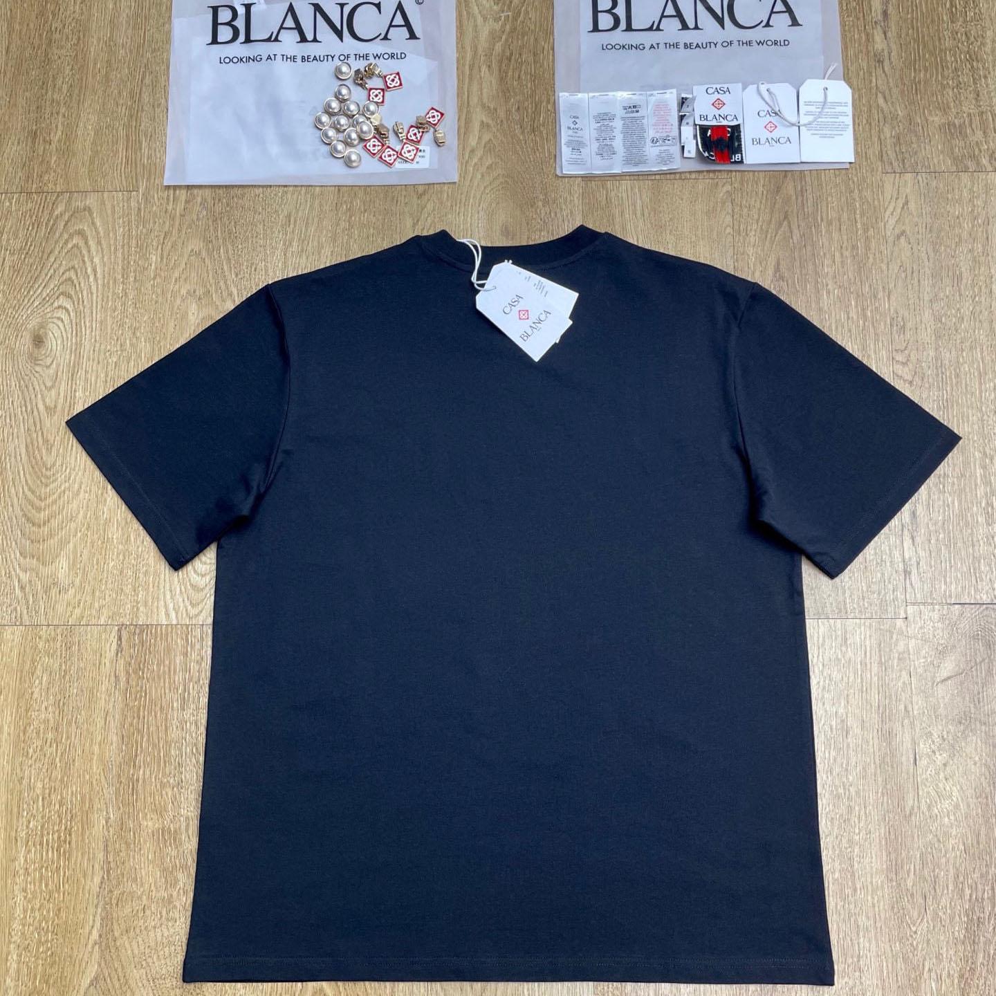 Casablanca Black Tennis Club Icon Short Sleeve T‑shirt C1123 - FashionPlug