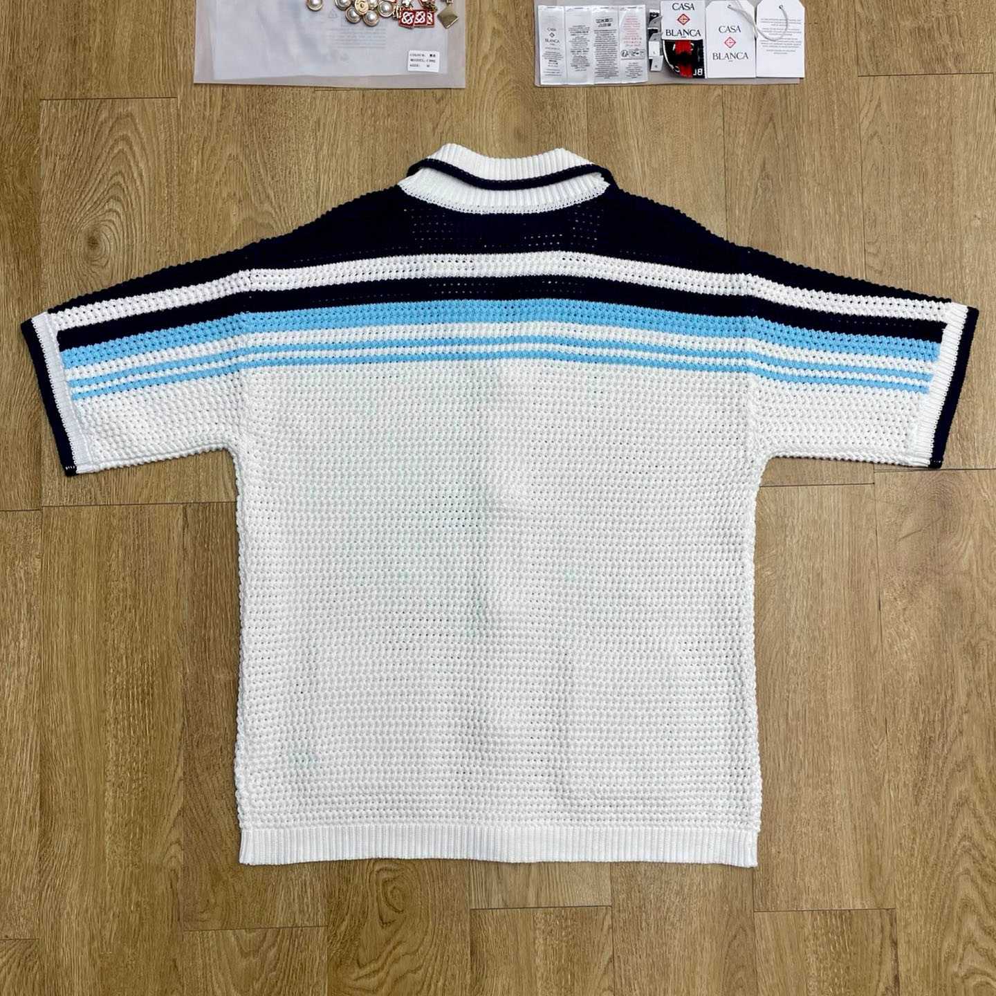 Casablanca Tennis Cotton Crochet Short Sleeve Shirt Z6038 - FashionPlug