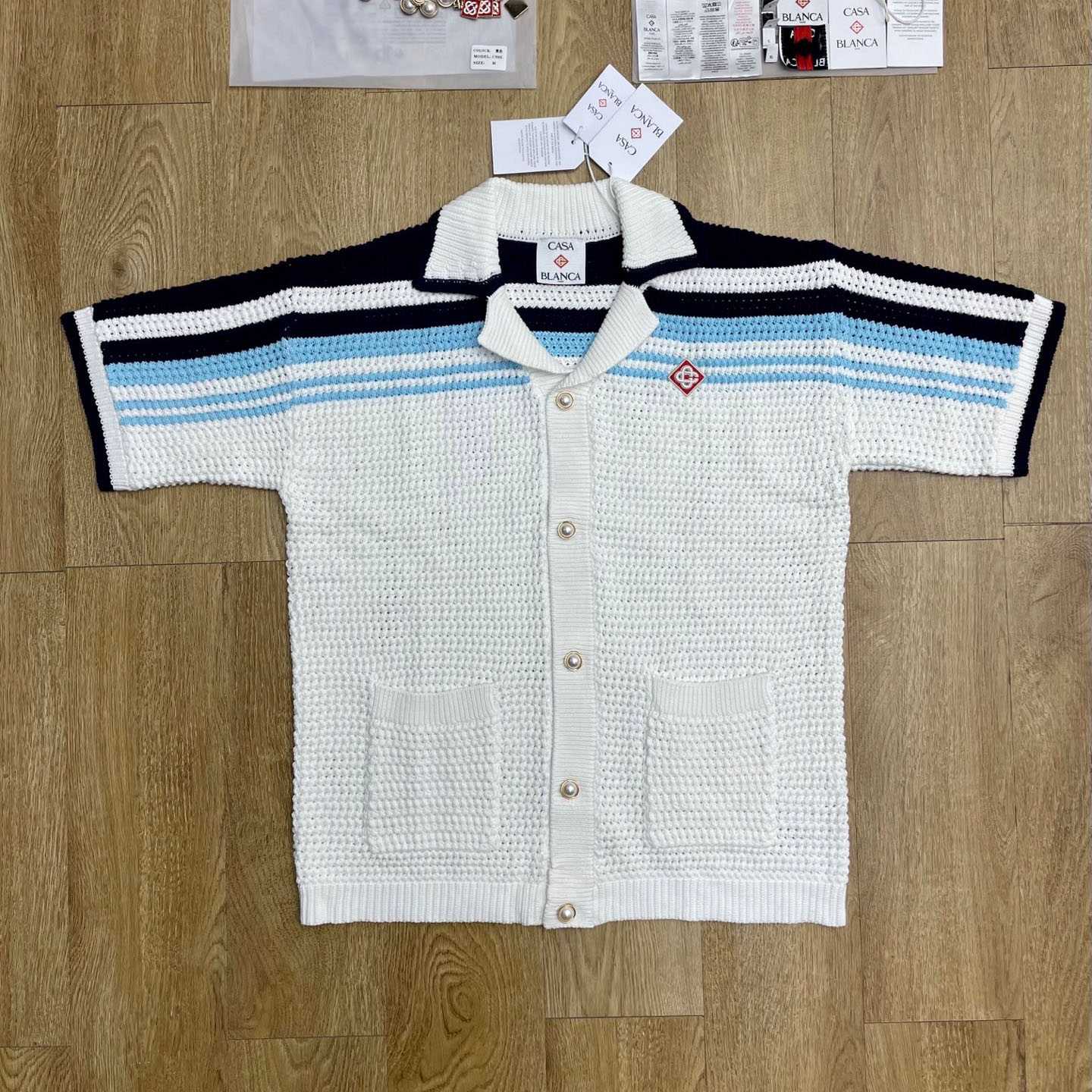 Casablanca Tennis Cotton Crochet Short Sleeve Shirt Z6038 - FashionPlug