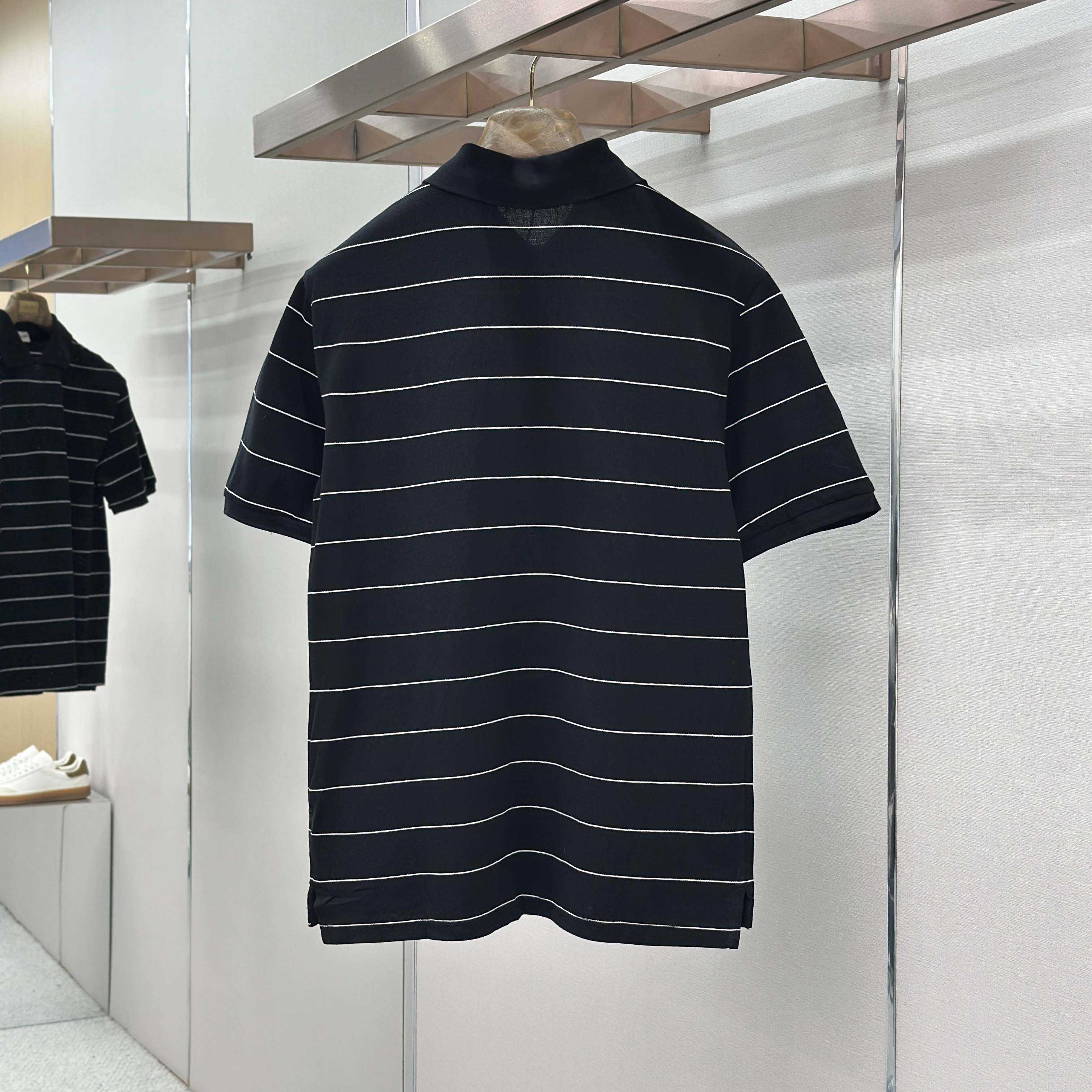 Saint Laurent Cassandre Polo Shirt in Striped Piqué - FashionPlug