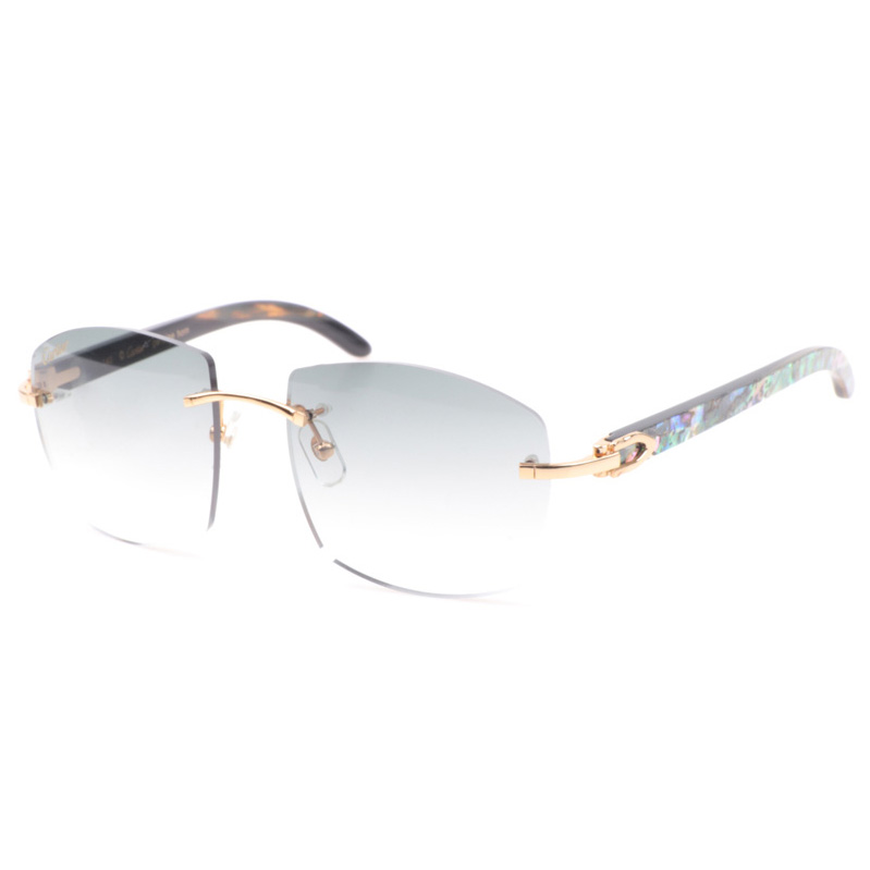 Cartier CT 4189706 Shell Mix Black Buffalo Sunglasses In Gold Gradient Grey - FashionPlug