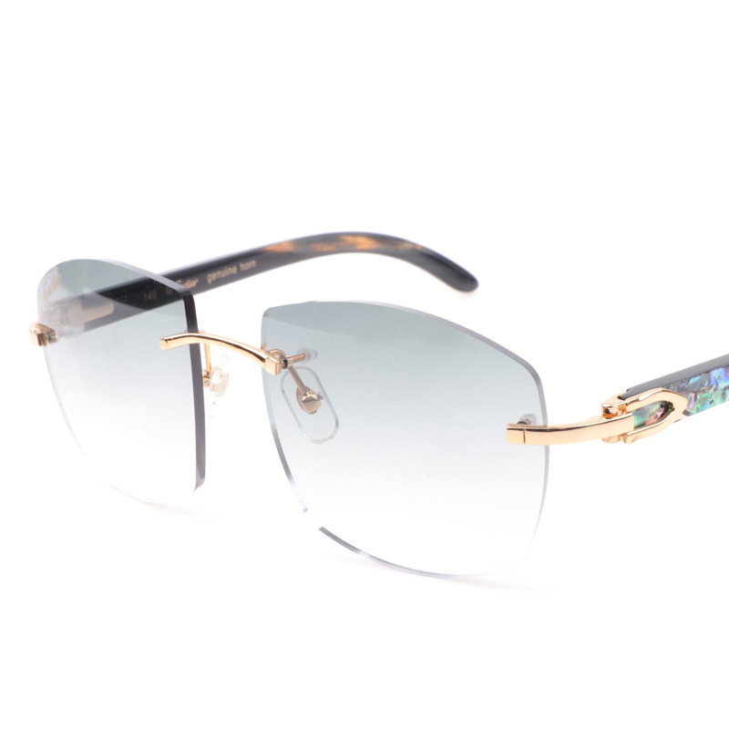 Cartier CT 4189706 Shell Mix Black Buffalo Sunglasses In Gold Gradient Grey - FashionPlug