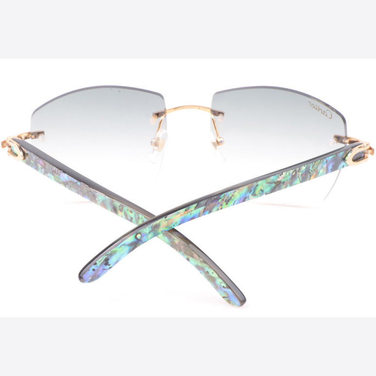 Cartier CT 4189706 Shell Mix Black Buffalo Sunglasses In Gold Gradient Grey - FashionPlug