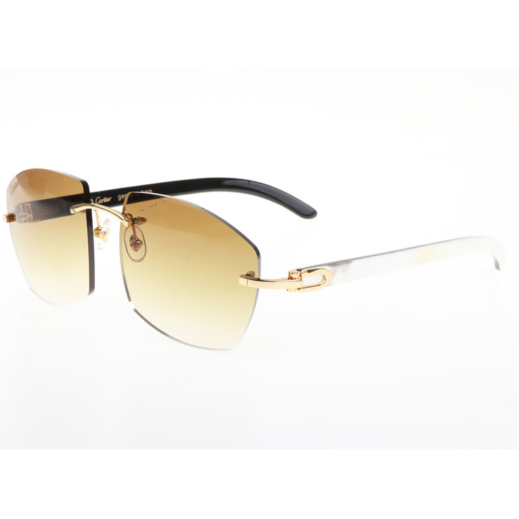Cartier CT 4189706 White Mix Black Buffalo Sunglasses In Gold Gradient Brown - FashionPlug