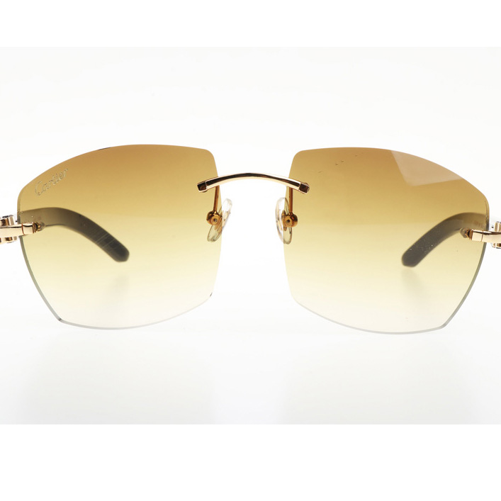 Cartier CT 4189706 White Mix Black Buffalo Sunglasses In Gold Gradient Brown - FashionPlug