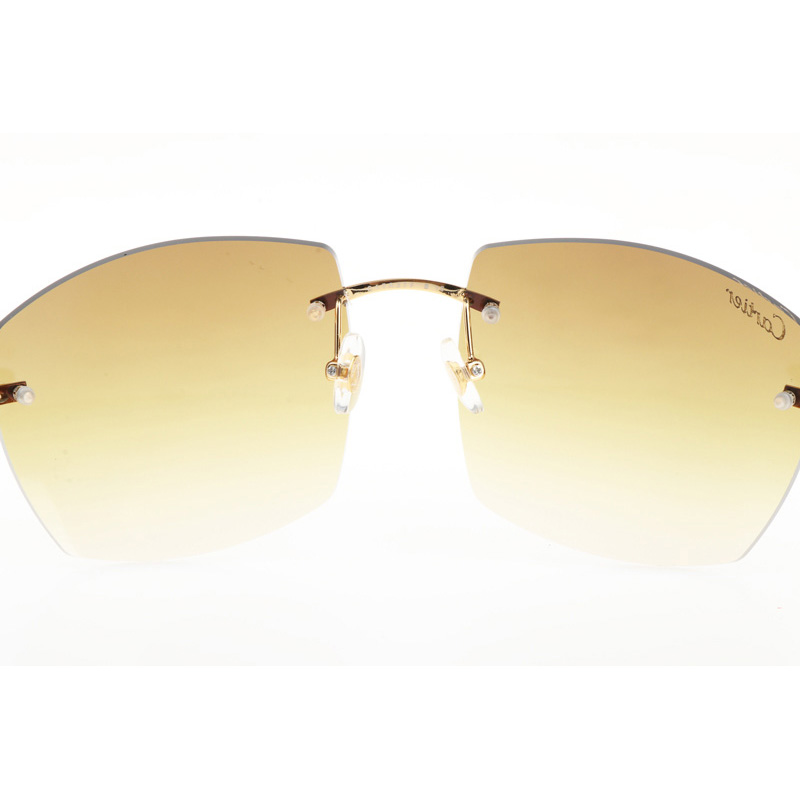 Cartier CT 4189706 White Mix Black Buffalo Sunglasses In Gold Gradient Brown - FashionPlug
