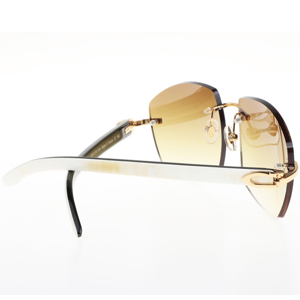 Cartier CT 4189706 White Mix Black Buffalo Sunglasses In Gold Gradient Brown - FashionPlug