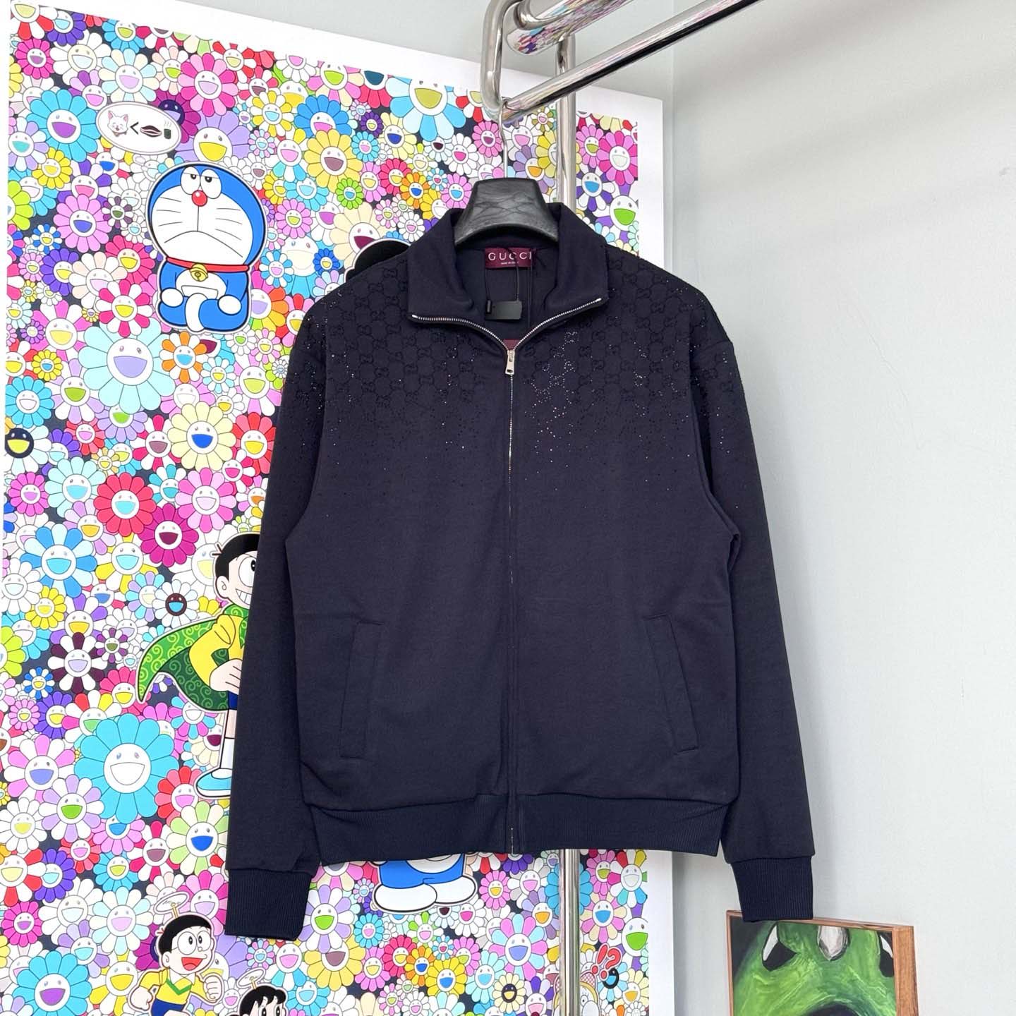 Gucci Technical Jersey Zip Jacket With Crystals - FashionPlug