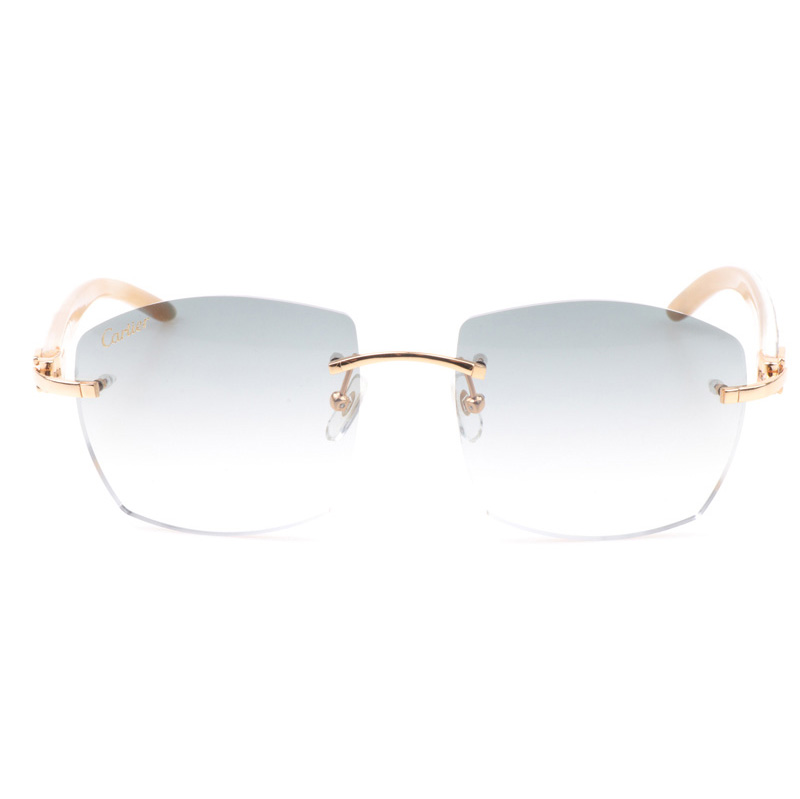 Cartier CT 4189706 Shell Mix White Buffalo Sunglasses In Gold Gradient Grey - FashionPlug