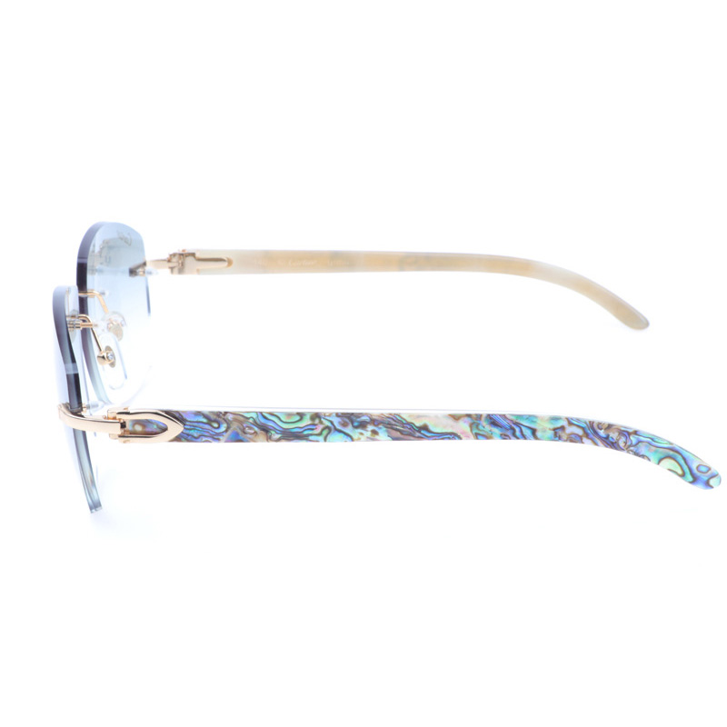 Cartier CT 4189706 Shell Mix White Buffalo Sunglasses In Gold Gradient Grey - FashionPlug