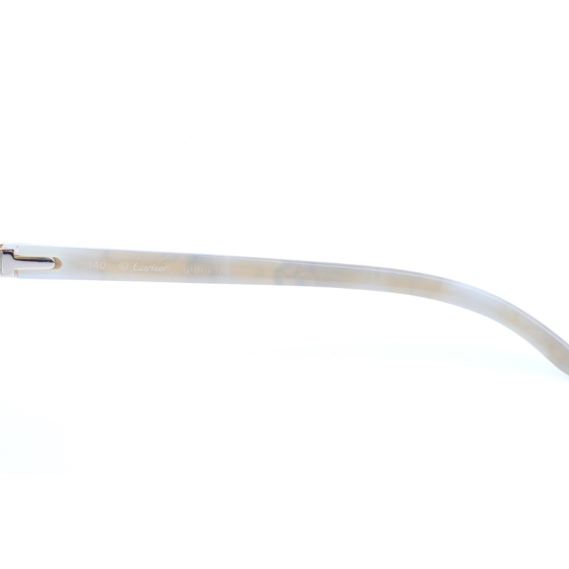 Cartier CT 4189706 Shell Mix White Buffalo Sunglasses In Gold Gradient Grey - FashionPlug