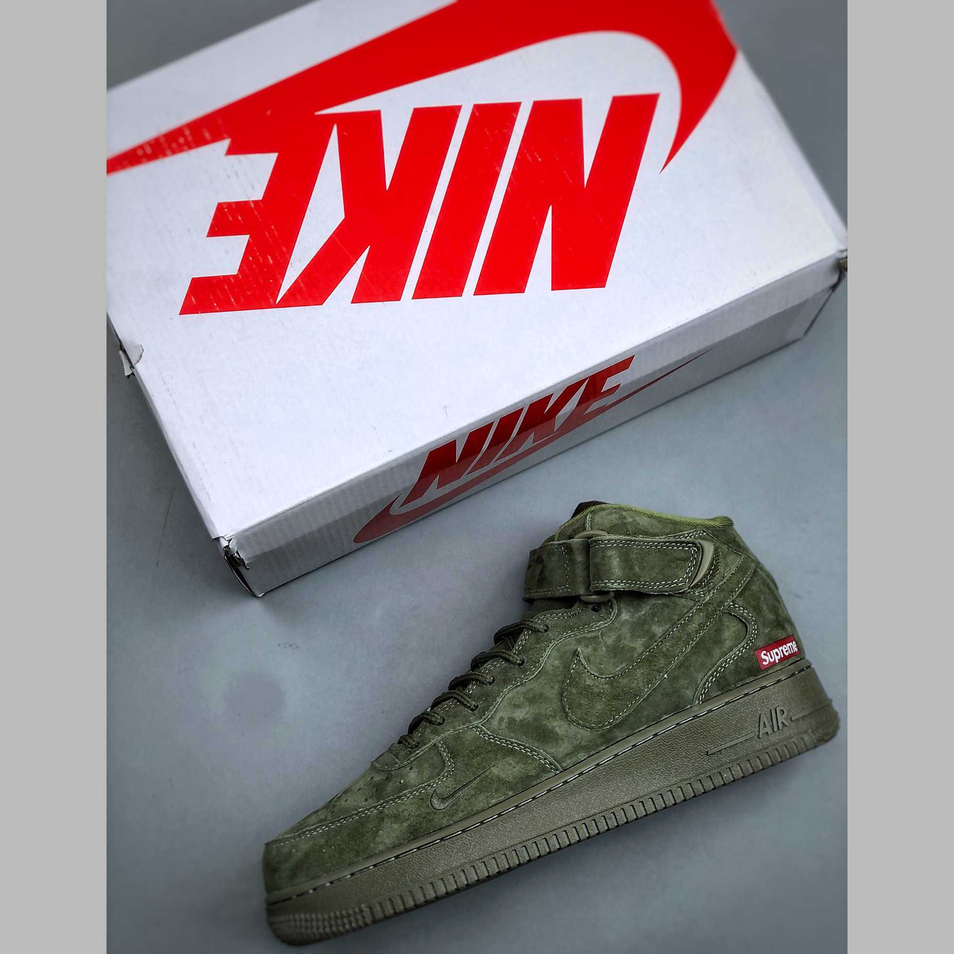  Supreme x Nike Air Force 1  Mid '07 'Legion Green'    DV0788-005 - FashionPlug