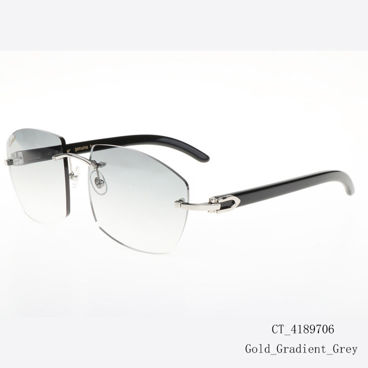 Cartier CT 4189706 Black Buffalo Sunglasses In Silver Gradient Grey - FashionPlug