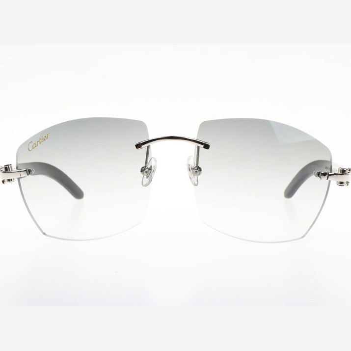 Cartier CT 4189706 Black Buffalo Sunglasses In Silver Gradient Grey - FashionPlug