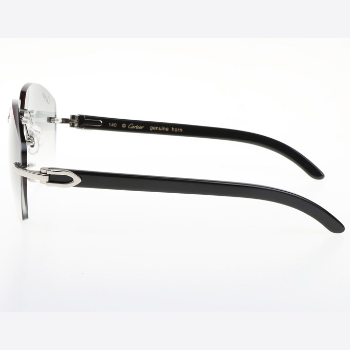 Cartier CT 4189706 Black Buffalo Sunglasses In Silver Gradient Grey - FashionPlug